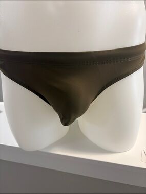Men's Olive Swim Brief - Classic Low-Rise Swim Trunk